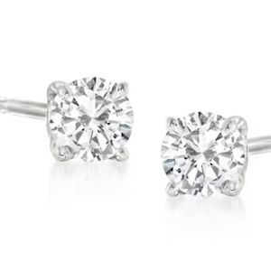 Photo is enlarged for effect. Diamond Earrings .10cts Set In Sterling Silver